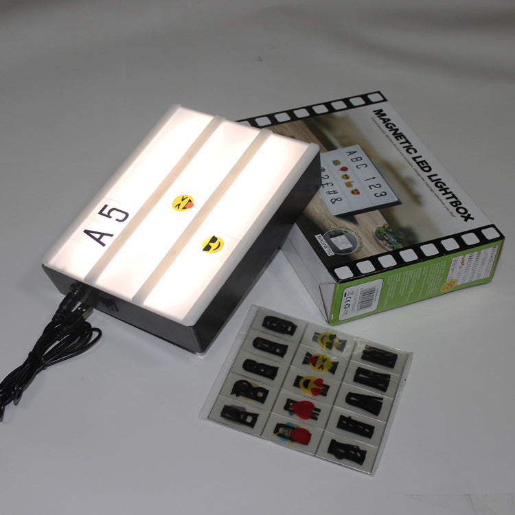 Caja de luz LED con letras intercambiables