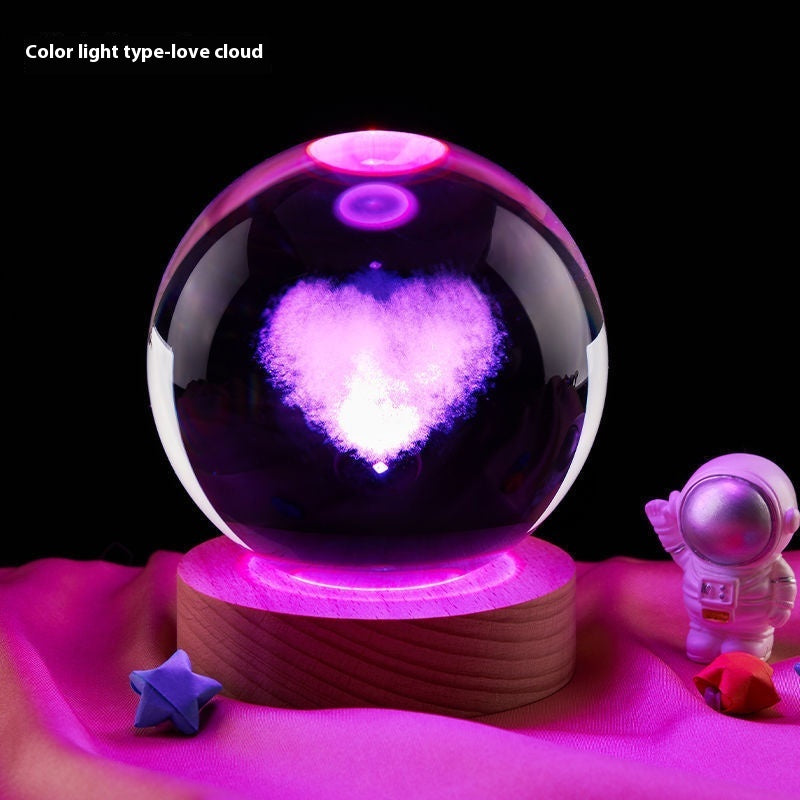 Lámpara Nocturna Luna – Bola de Cristal Decorativa con Luz LED ✨